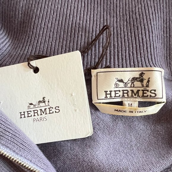 Hermes Long Sleeve 100% Cashmere Mens Quarter Zip Trucker's Sweater EU Size M - Picture 13 of 14